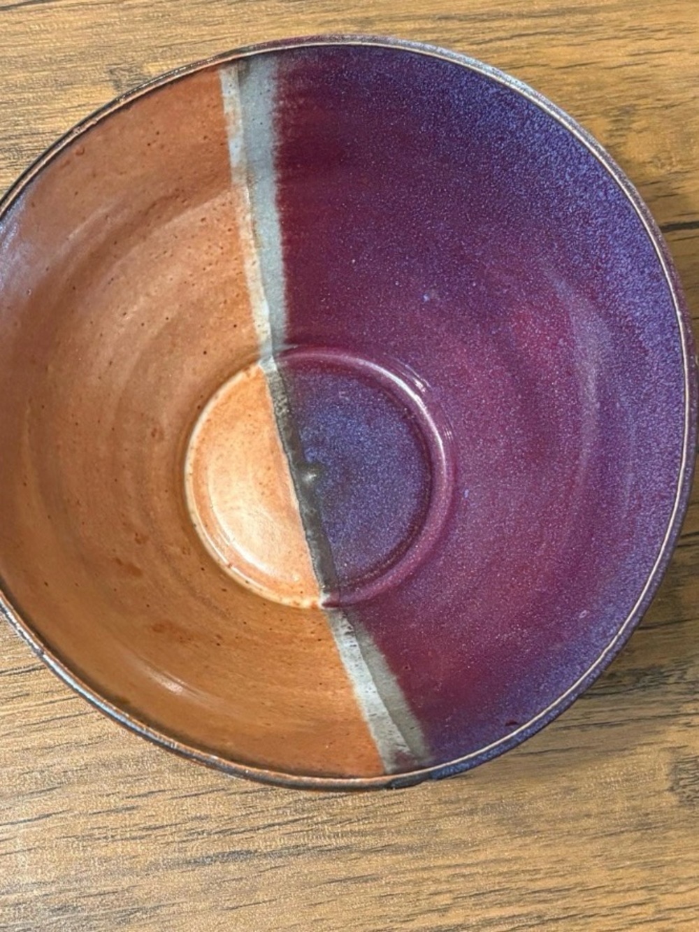 Handmade Two-Tone Purple and Brown Ceramic Bowl